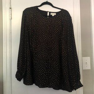 Ava & Viv 2X Black and Gold dotted/crossed top